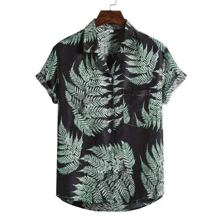 Men Short sleeved beach shirts men New printed T shirt - Elanique
