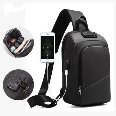 Anti-theft Lock Upscale Chest Bag Men Shoulder Bags USB Charging Crossbody Bags Summer Short Trip Travel Messengers Bag Unisex - Elanique
