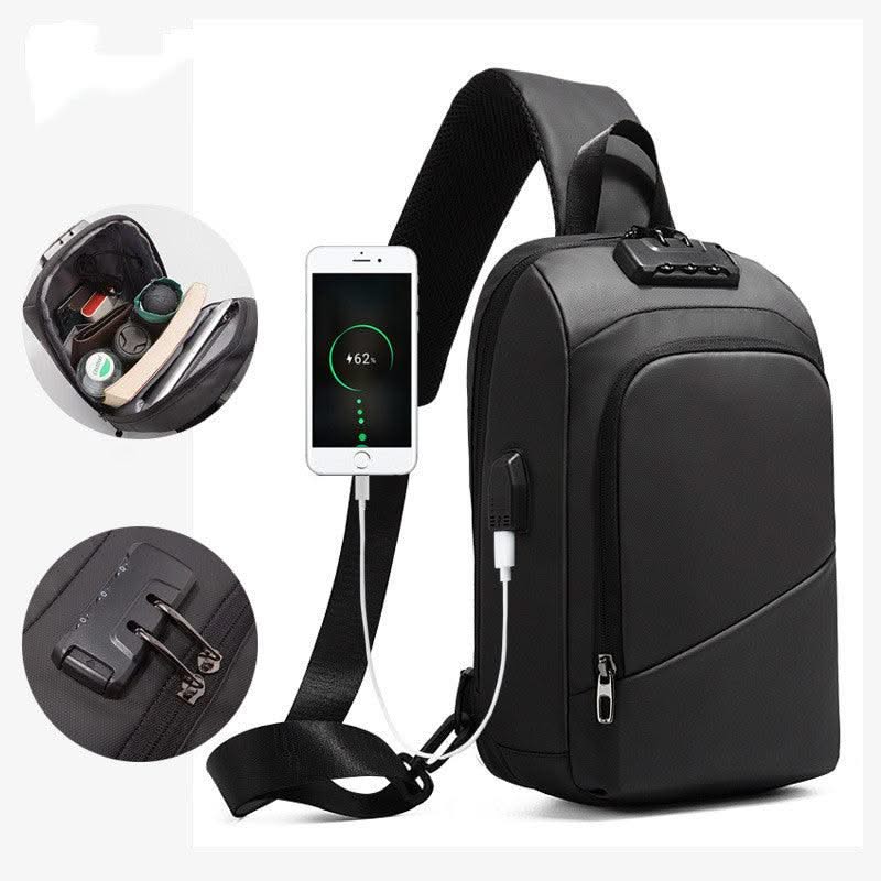 Anti-theft Lock Upscale Chest Bag Men Shoulder Bags USB Charging Crossbody Bags Summer Short Trip Travel Messengers Bag Unisex - Elanique