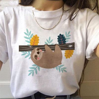 Sloth Kawaii Printed Women T-shirts - Elanique