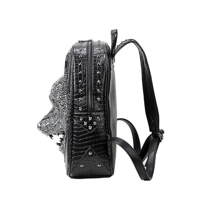 3D Wolf Head Student Backpack - Elanique