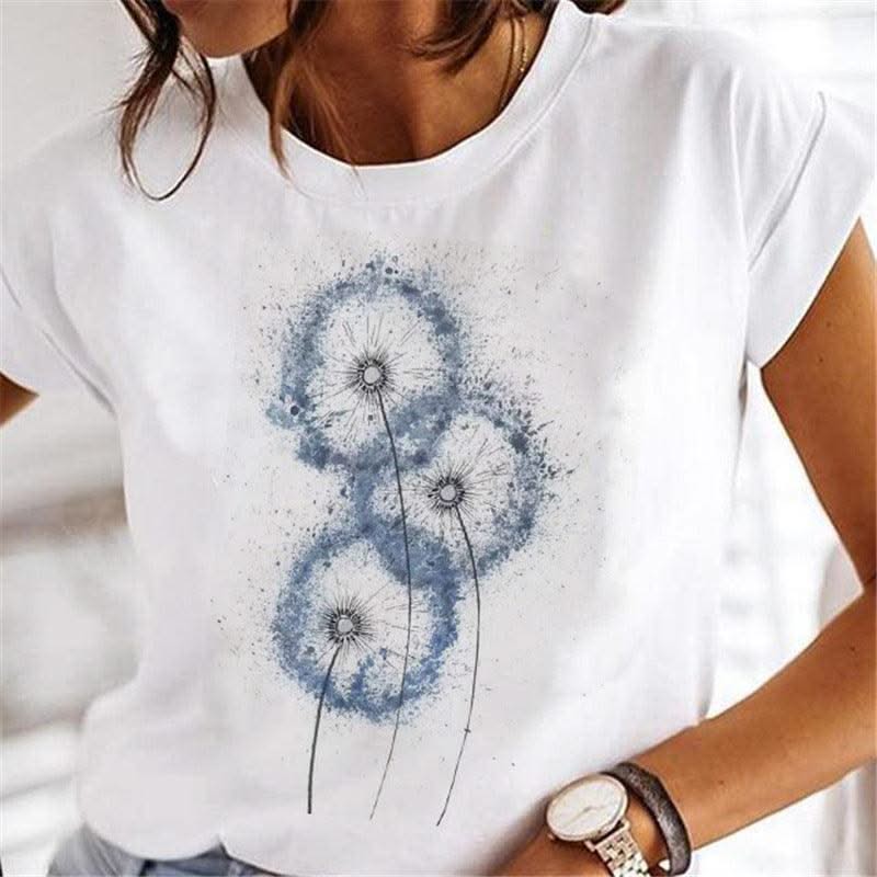 Women Dandelion T-shirts Fashion Clothing Cartoon Clothes Wa - Elanique