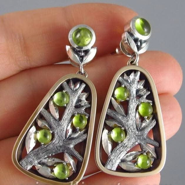 Natural Beautiful Moonstone Big Tree Shape Earrings For Women - Elanique