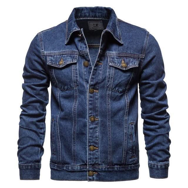 EXCLUSIVE MEN Blue Lapel Jeans Jackets - Elanique