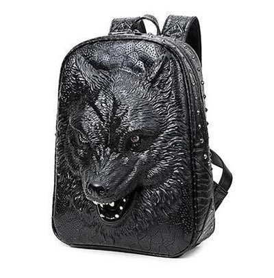 3D Wolf Head Student Backpack - Elanique