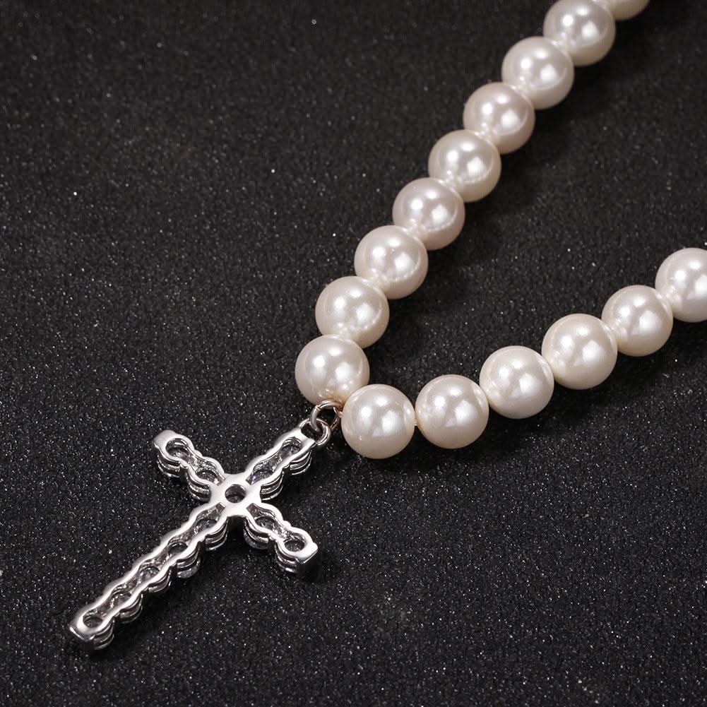 Cross 8-10mm Pearl Necklace - Elanique