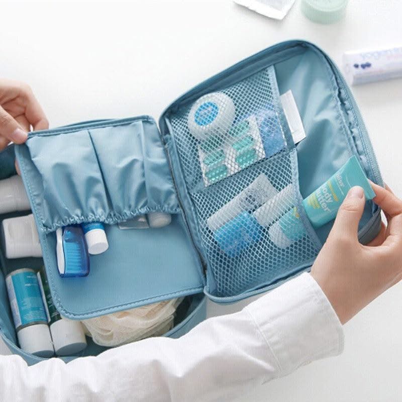 Portable Cosmetic Bag Waterproof Divider Multi-grid Pockets Toiletry Bags Travel Storage Handbags Women Make Up Bag - Elanique