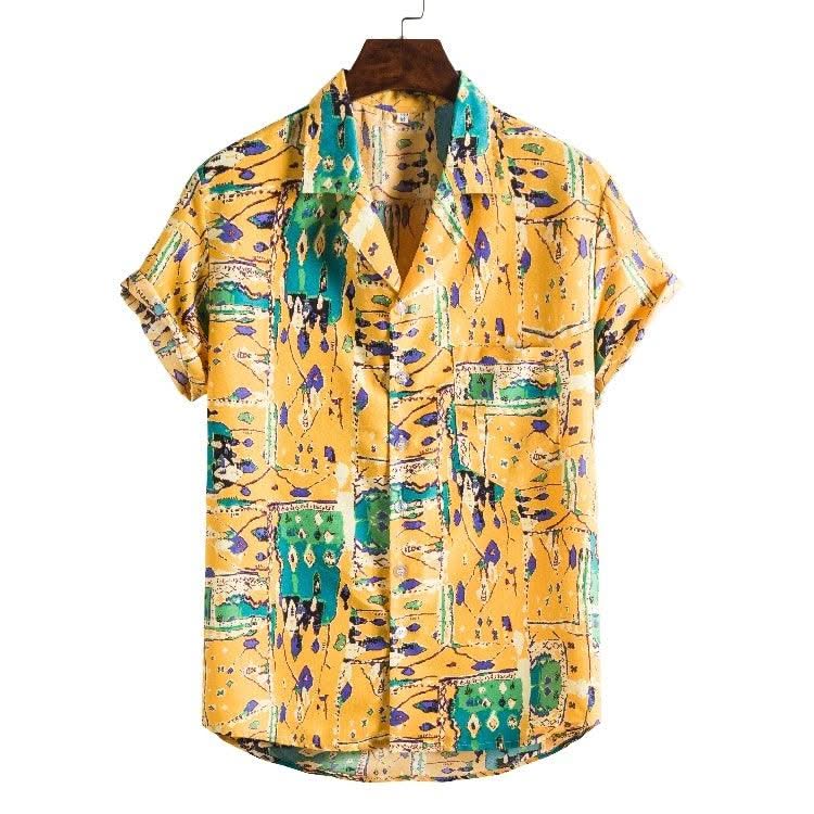 Men Short sleeved beach shirts men New printed T shirt - Elanique