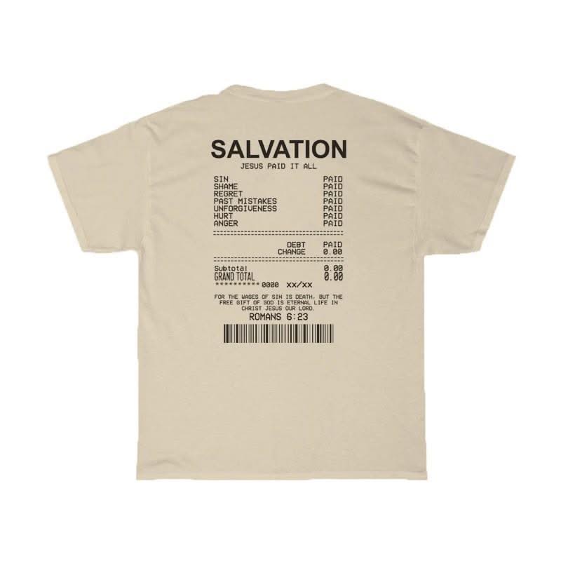 Women Salvation Back Print Bible Verse T-Shirts Oversized - Elanique