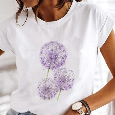 Women Dandelion T-shirts Fashion Clothing Cartoon Clothes Wa - Elanique