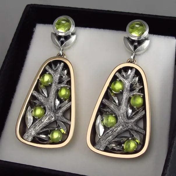 Natural Beautiful Moonstone Big Tree Shape Earrings For Women - Elanique