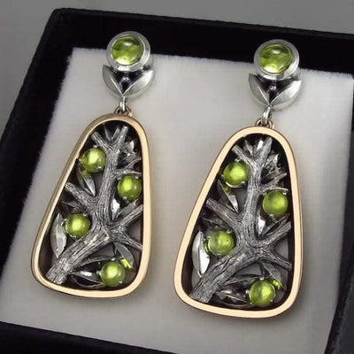 Natural Beautiful Moonstone Big Tree Shape Earrings For Women - Elanique