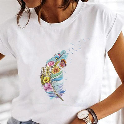 Women Dandelion T-shirts Fashion Clothing Cartoon Clothes Wa - Elanique