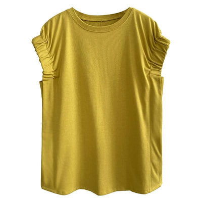 Women With Skimpy Sleeves And Pleated T-shirts - Elanique