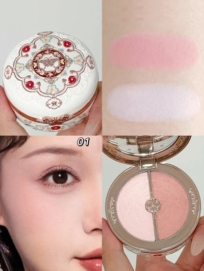 Flower Knows Butterfly Cloud Blush Duo Waterproof Long Lasting High Pigment Highlighting Powder Natural Glow Vegan Makeup