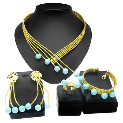 Women Jewelry Set Latest Brazilian Gold Plated Earrings Luxury Necklaces Mixed Designs Women Necklaces Set Pie Jewelry Sets