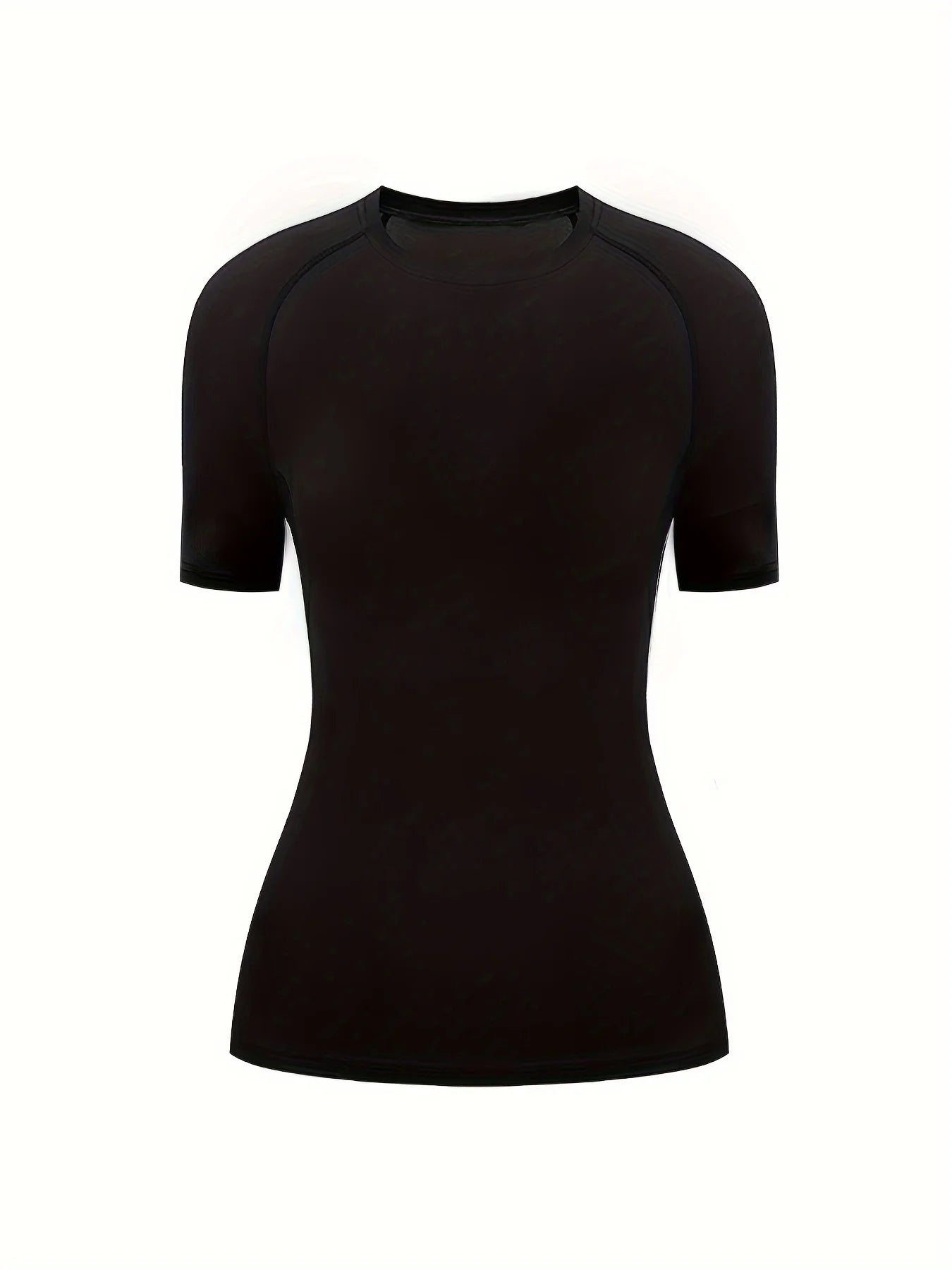 Women's Quick-Dry Crew Neck Tee – Breathable, Stretchable Activewear with Classic Solid Color Design
