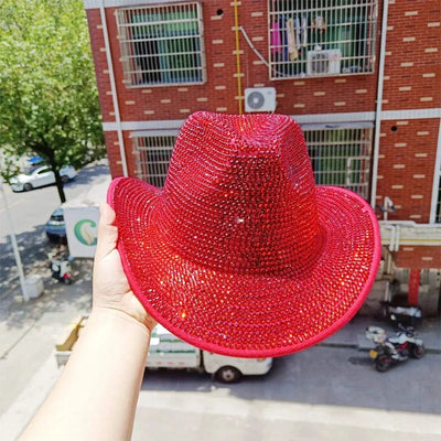Women's cowboy hat high-end custom accessories white exquisite cowboy fashion shiny pearl rhinestone cowboy hat prom party hat