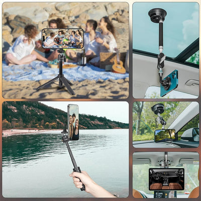 Magnetic Phone Tripod Mount Adapter with 1/4"-20 Hole for MagSafe for iPhone 16 15 14 13 12 Plus Pro Max Mini Case, Selfie Stick