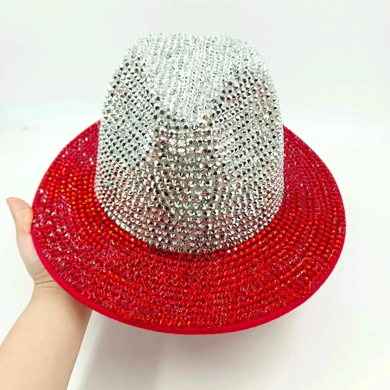 Women's cowboy hat high-end custom accessories white exquisite cowboy fashion shiny pearl rhinestone cowboy hat prom party hat