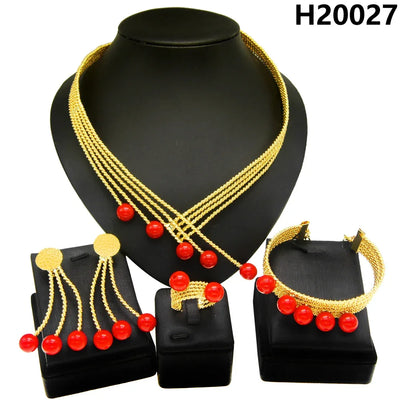 Women Jewelry Set Latest Brazilian Gold Plated Earrings Luxury Necklaces Mixed Designs Women Necklaces Set Pie Jewelry Sets