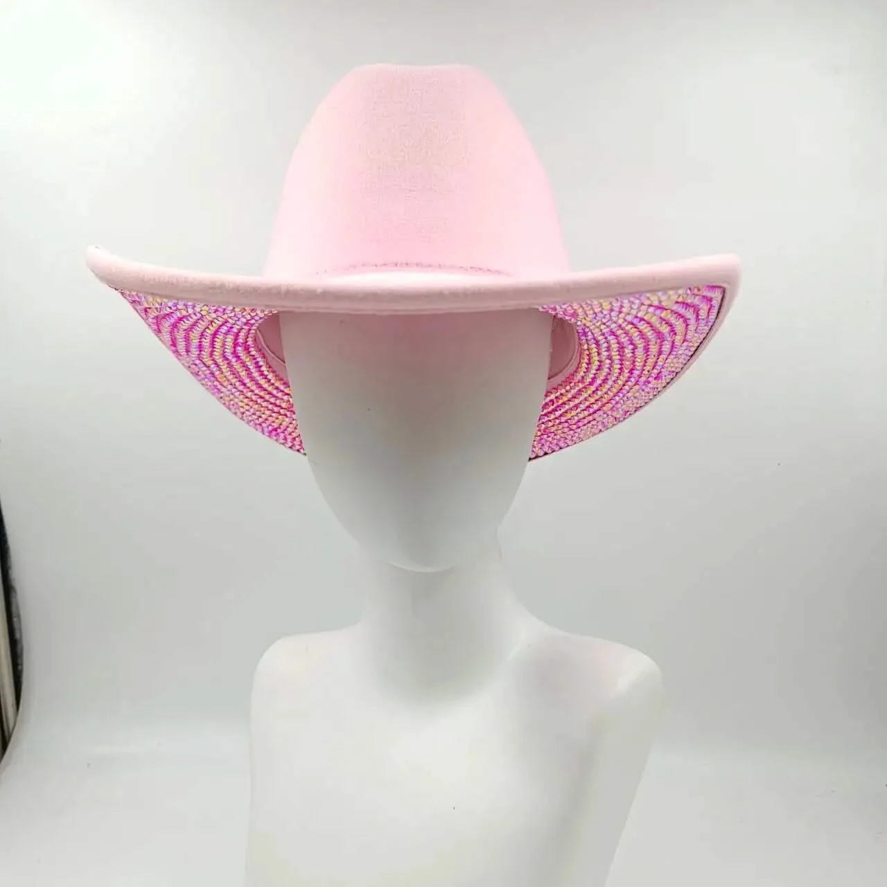 Women's cowboy hat high-end custom accessories white exquisite cowboy fashion shiny pearl rhinestone cowboy hat prom party hat