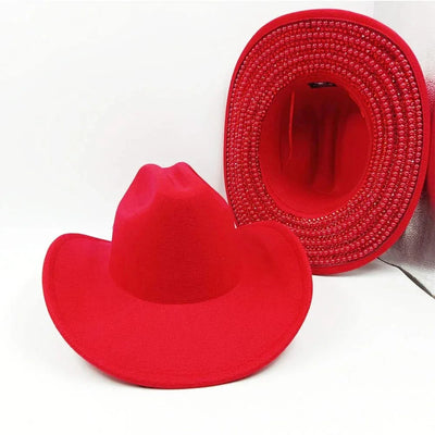 Women's cowboy hat high-end custom accessories white exquisite cowboy fashion shiny pearl rhinestone cowboy hat prom party hat