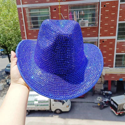 Women's cowboy hat high-end custom accessories white exquisite cowboy fashion shiny pearl rhinestone cowboy hat prom party hat