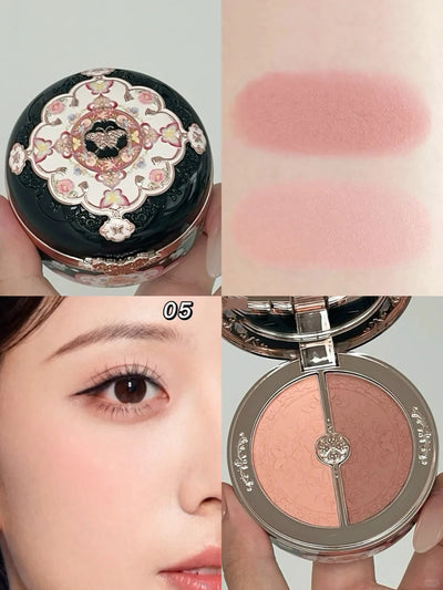 Flower Knows Butterfly Cloud Blush Duo Waterproof Long Lasting High Pigment Highlighting Powder Natural Glow Vegan Makeup
