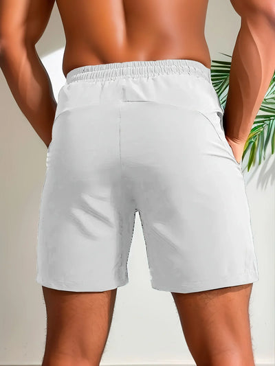 Men's Shorts Three-Piece Set, Sports, Fitness, Swimming, Zipper Pockets, Quick-Drying, Casual, Breathable, Drawstring Shorts, Suitable for Summer Outdoor Sports, Fitness Training, Home Leisure, Beach Vacation