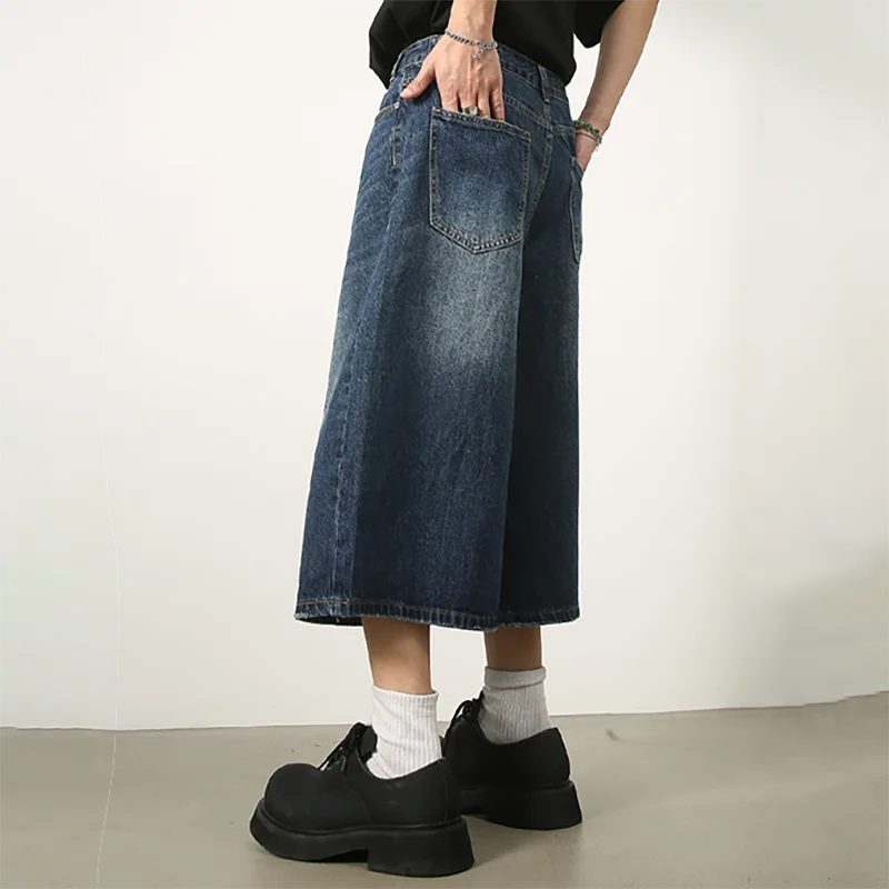 Men's Jeans Shorts American Style Vintage Loose Fit Wide Leg Straight Leg Denim Fashion Design Summer Y2k Gothic Washed Shorts