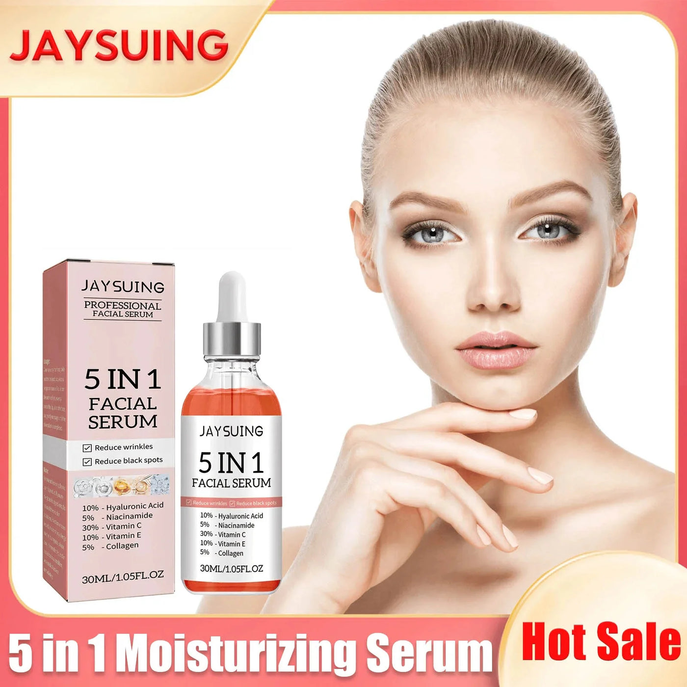 5 In 1 Moisturizing Facial Serum Moisturizing Lightening Lifting Firming Improve Rough Skin Hydrating Pore Shrinking Essence