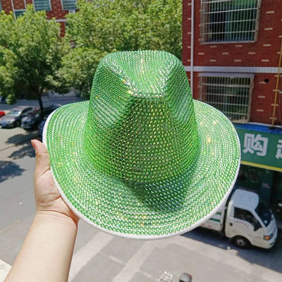 Women's cowboy hat high-end custom accessories white exquisite cowboy fashion shiny pearl rhinestone cowboy hat prom party hat