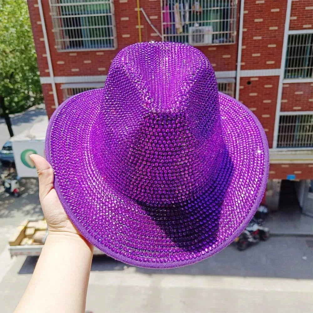 Women's cowboy hat high-end custom accessories white exquisite cowboy fashion shiny pearl rhinestone cowboy hat prom party hat