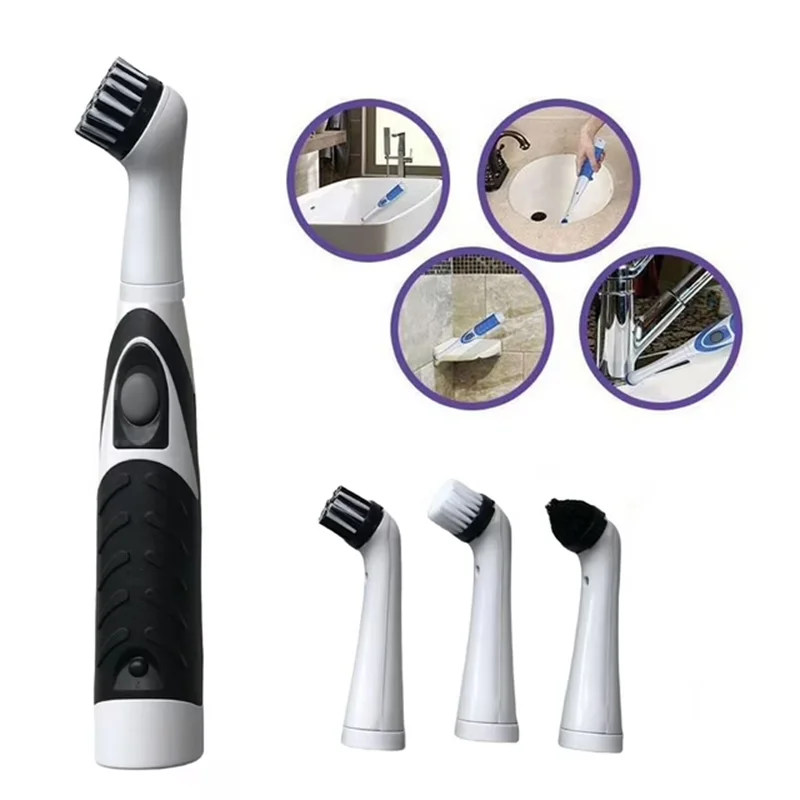 Cleaning brush Sonic Scrubber, Cleaning Tool With 4 Brushes Multifunctional Electric Cleaning Brush Cleaning Supplies