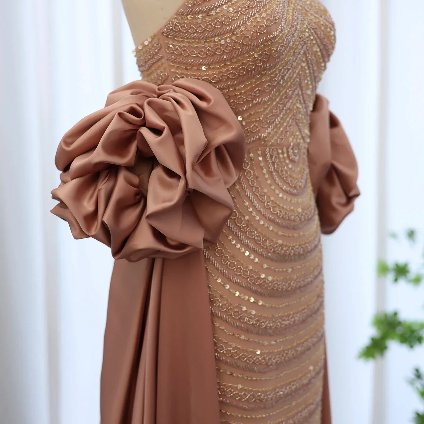 Sharon Said Luxury Arabic Dusty Rose Evening Dresses with Cape Dubai Strapless Midi Women Wedding Party Gowns SS492 Customized