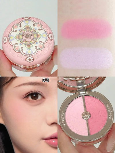 Flower Knows Butterfly Cloud Blush Duo Waterproof Long Lasting High Pigment Highlighting Powder Natural Glow Vegan Makeup