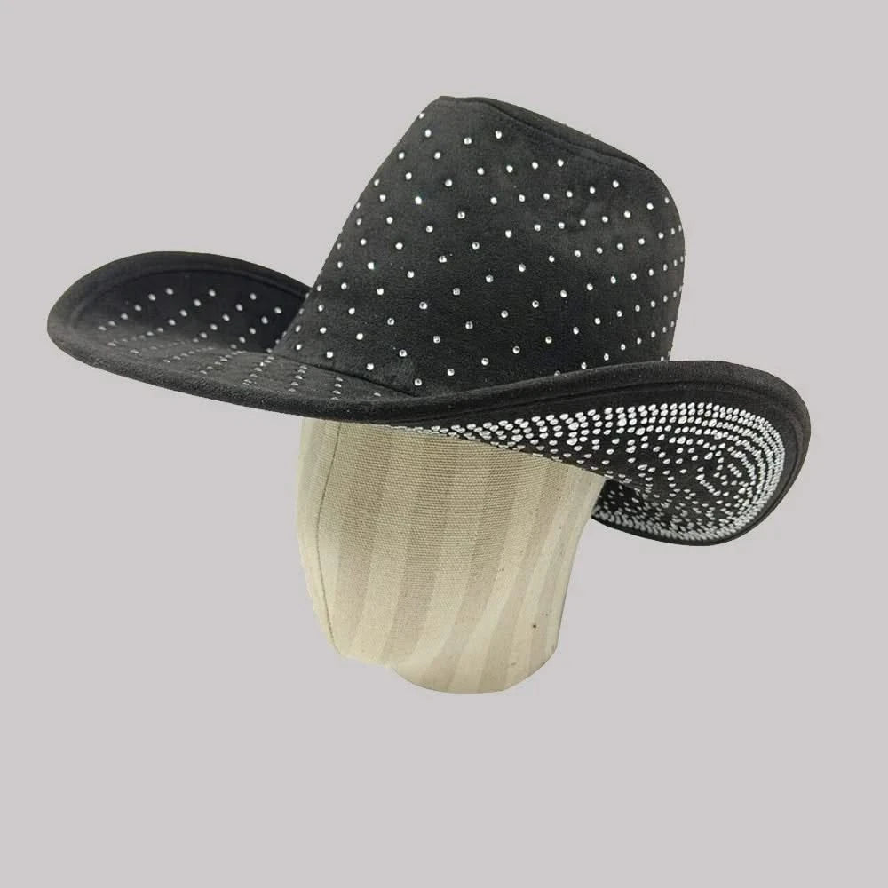 Women's cowboy hat high-end custom accessories white exquisite cowboy fashion shiny pearl rhinestone cowboy hat prom party hat