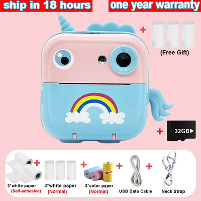 Digital Children Camera For Photography Instant Print Photo Kids Camera Mini Thermal Printer Video Educational Toys Gift