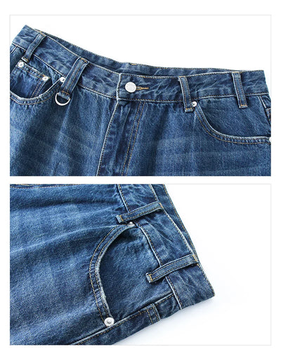 Men's Jeans Shorts American Style Vintage Loose Fit Wide Leg Straight Leg Denim Fashion Design Summer Y2k Gothic Washed Shorts