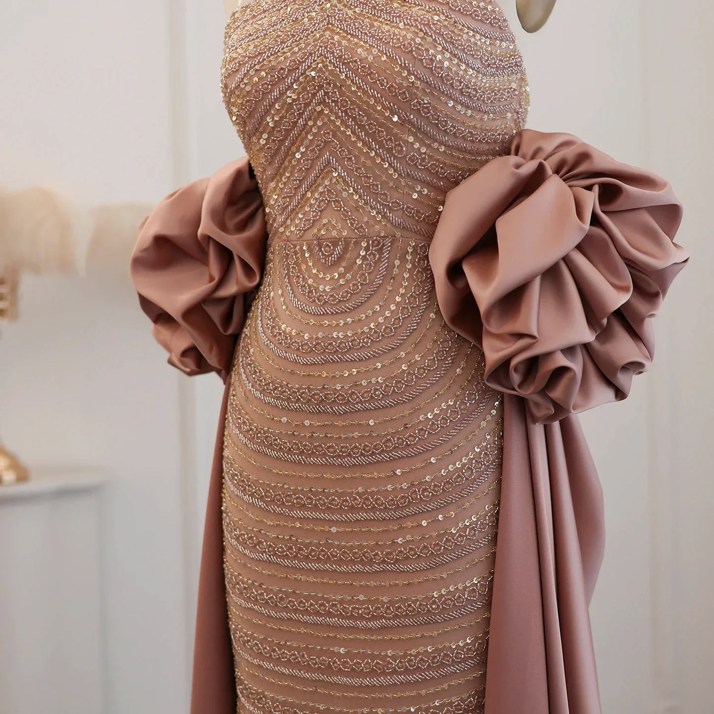 Sharon Said Luxury Arabic Dusty Rose Evening Dresses with Cape Dubai Strapless Midi Women Wedding Party Gowns SS492 Customized