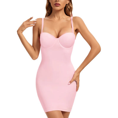 Shapewear Women Sexy Dress Control Slips Dress With Bra Push Up Slimming Sheath Underwear Body Shaper Waist Trainer Corset