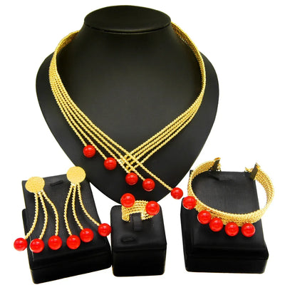 Women Jewelry Set Latest Brazilian Gold Plated Earrings Luxury Necklaces Mixed Designs Women Necklaces Set Pie Jewelry Sets