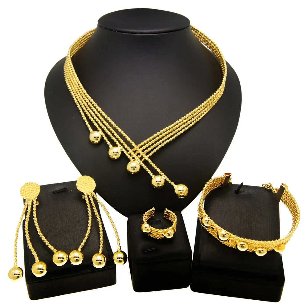 Women Jewelry Set Latest Brazilian Gold Plated Earrings Luxury Necklaces Mixed Designs Women Necklaces Set Pie Jewelry Sets