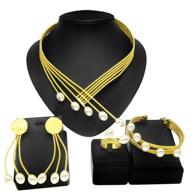 Women Jewelry Set Latest Brazilian Gold Plated Earrings Luxury Necklaces Mixed Designs Women Necklaces Set Pie Jewelry Sets