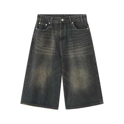 Men's Jeans Shorts American Style Vintage Loose Fit Wide Leg Straight Leg Denim Fashion Design Summer Y2k Gothic Washed Shorts