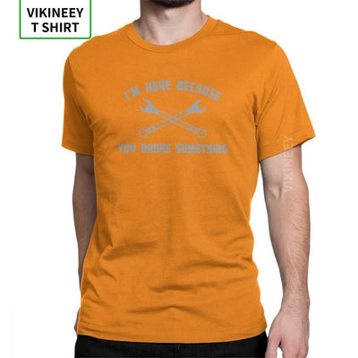 Men Mechanic T Shirts Car Fix Engineer 100% Cotton Clothing Novelty Short Sleeve Round Collar Tees Printed T-Shirt