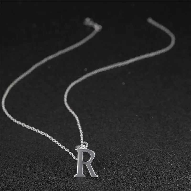 Fashion Jewelry Stainless Steel Link Chain Letter R Pendants Necklaces Fine Women Wedding Party Gift 2*2.5cm No chain