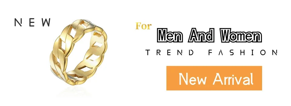 Luxury Never Fade 18K Gold Plated Bold Wide Thick Ring for Women Chunky Link Chain Stainless Steel Strap Finger Rings Jewelry
