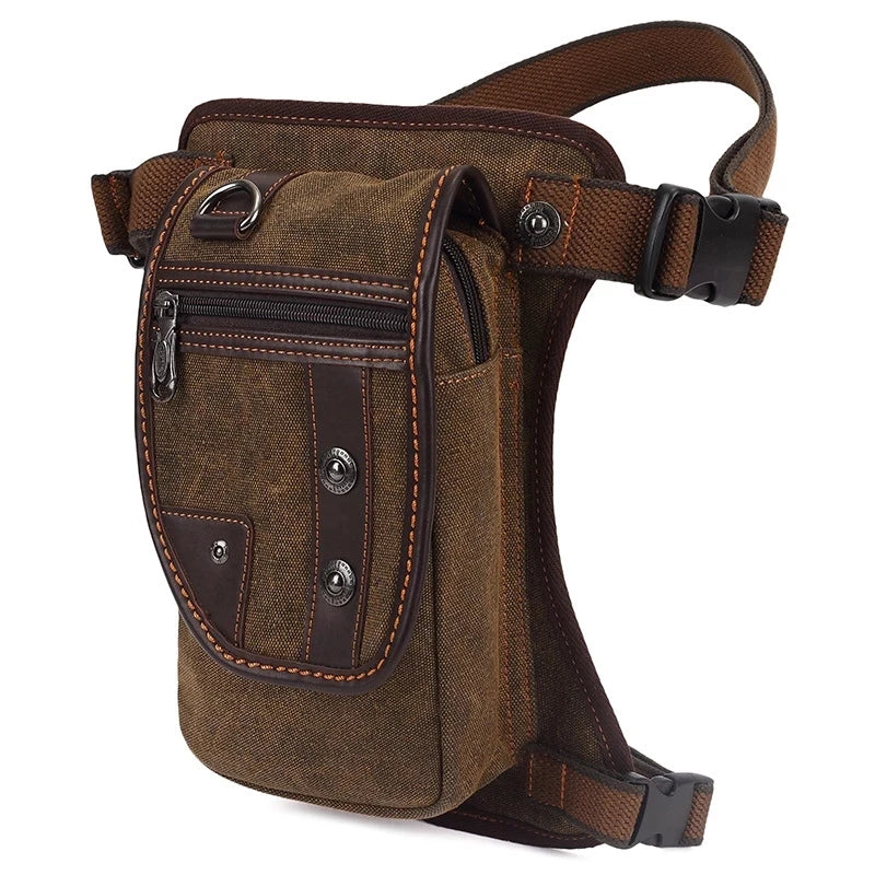 Men's Canvas Drop Leg Bag Waist Thigh Fanny Pack Belt Travel Messenger Shoulder Bag Male Multi-purpose Motorcycle Bags